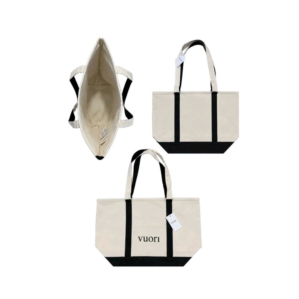 NWT VUORI Tote Bag Beach Travel Boat Cream Black Large